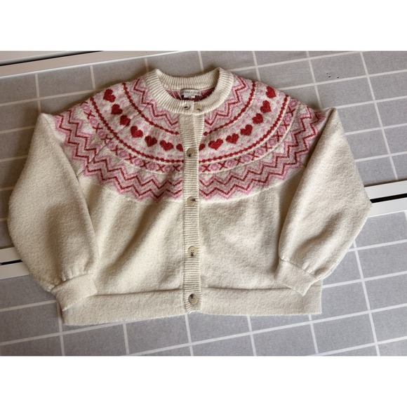 Sincerely Jules Sweaters - XS Heart‎ Fairlsle Sweetheart Neckline Dainty Feminine Coquette Sweater Cardigan